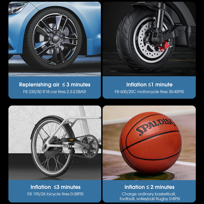 Mini Τρόμπα Έκτακτης Ανάγκης Αυτοκινήτου 150 PSI CarSun® με Φακό, Οθόνη Αφής για Ρύθμιση & Προβολή Πίεσης, Χειρολαβή, 12V Κομπρεσέρ Αέρος, C3012-1